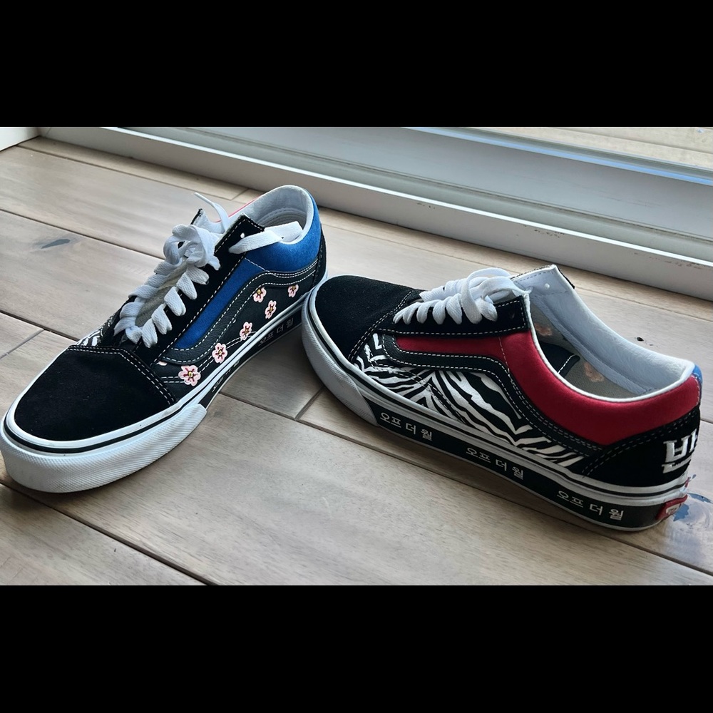 VANS Korean Typography Old Skool Skate Shoes Racing Red/Blue VN0A38G19HW…